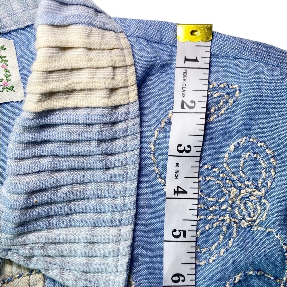 Tantrums Vintage Blue and Cream Patchwork Embroidered Jean Jacket - Picture 11 of 13